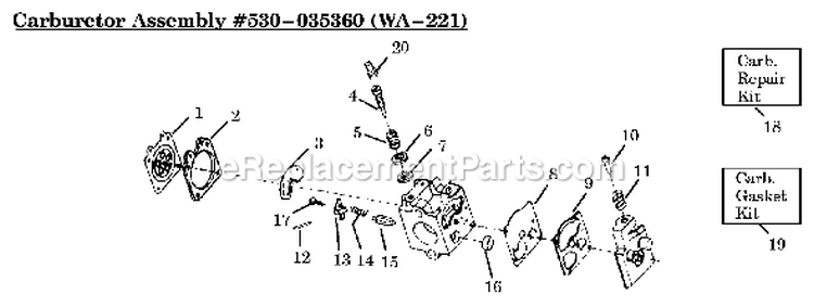 Page A Diagram and Parts List for HP28P  Weed Eater Trimmer